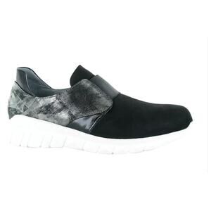 Naot Intrepid Slip On Sneakers 10 40 Black Leather Suede Silver Travel Comfort